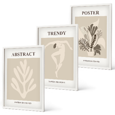 Cadre photo mural Motifs floraux beige marron