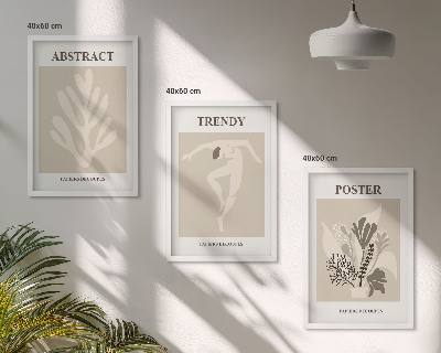 Cadre photo mural Motifs floraux beige marron