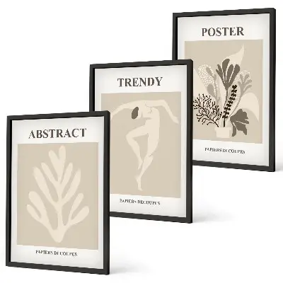 Cadre photo mural avec motifs floraux beige et marron