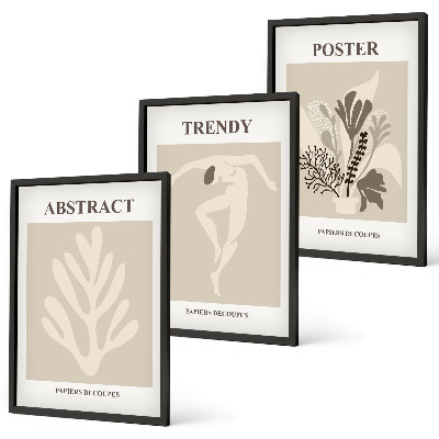 Cadre photo mural Motifs floraux beige marron