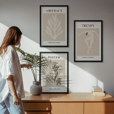 Cadre photo mural Motifs floraux beige marron