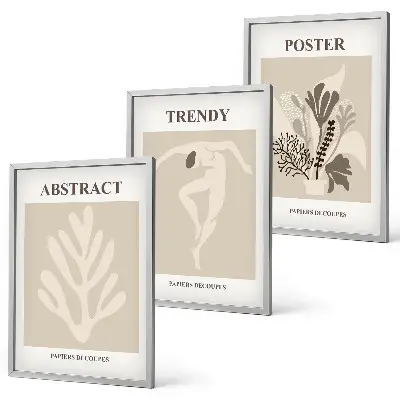 Cadre photo mural avec motifs floraux beige et marron
