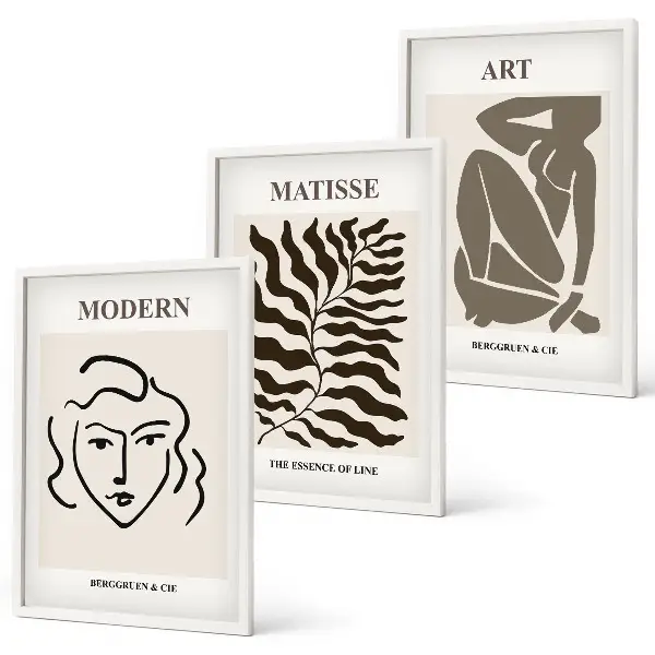 Lot de 3 tableaux pour salon avec motifs de graphismes et caractères stylés