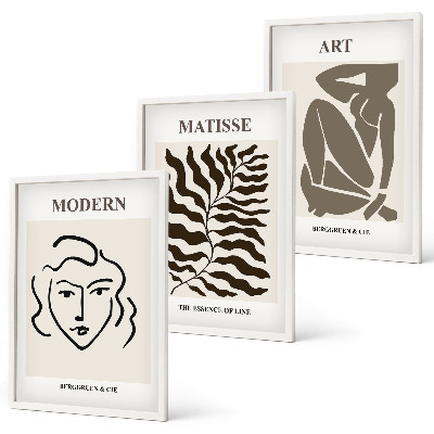 Lot de 3 tableaux pour salon Graphismes, lignes et caractères stylés