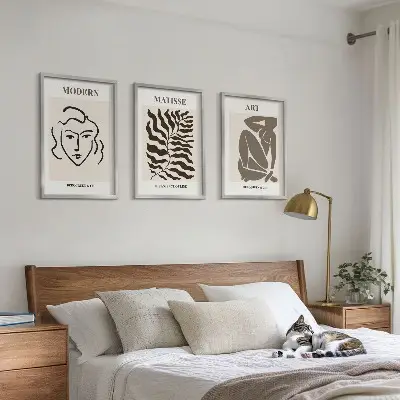 Lot de 3 tableaux pour salon avec motifs de graphismes et caractères stylés