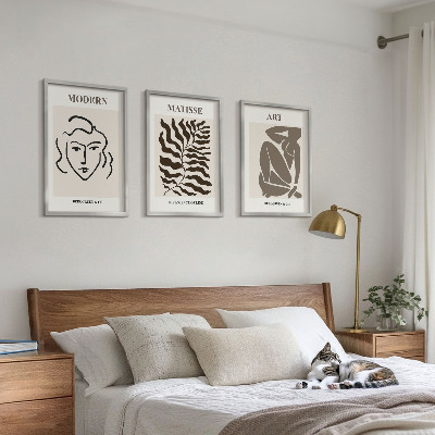 Lot de 3 tableaux pour salon Graphismes, lignes et caractères stylés