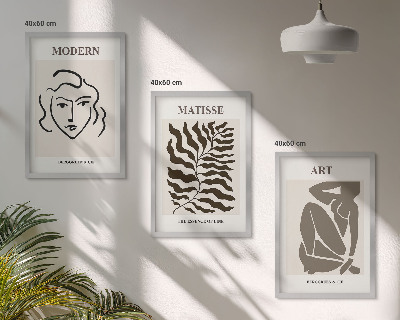 Lot de 3 tableaux pour salon Graphismes, lignes et caractères stylés