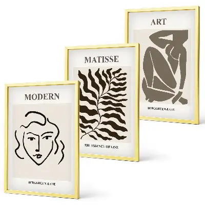 Lot de 3 tableaux pour salon avec motifs de graphismes et caractères stylés