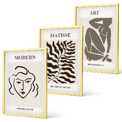 Lot de 3 tableaux pour salon Graphismes, lignes et caractères stylés
