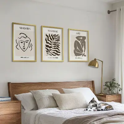 Lot de 3 tableaux pour salon avec motifs de graphismes et caractères stylés