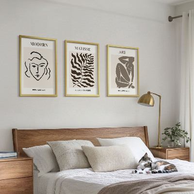 Lot de 3 tableaux pour salon Graphismes, lignes et caractères stylés