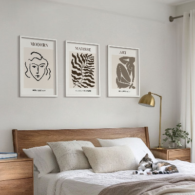 Lot de 3 tableaux pour salon Graphismes, lignes et caractères stylés