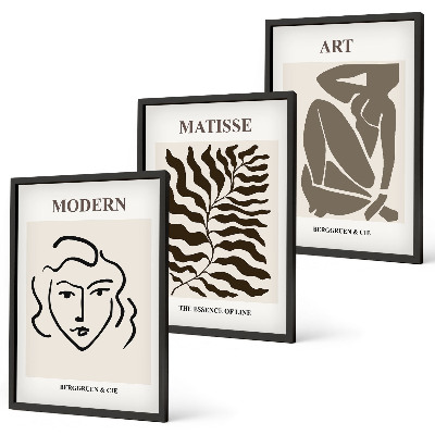 Lot de 3 tableaux pour salon Graphismes, lignes et caractères stylés