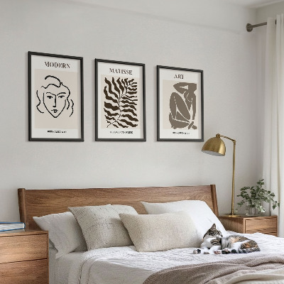 Lot de 3 tableaux pour salon Graphismes, lignes et caractères stylés