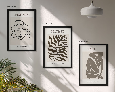 Lot de 3 tableaux pour salon Graphismes, lignes et caractères stylés