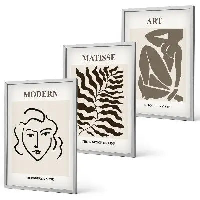 Lot de 3 tableaux pour salon avec motifs de graphismes et caractères stylés