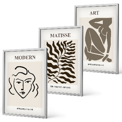 Lot de 3 tableaux pour salon Graphismes, lignes et caractères stylés
