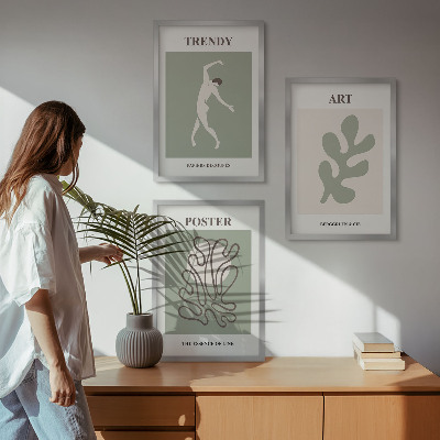 Lot de 3 tableaux pour salon Figures végétales abstraites