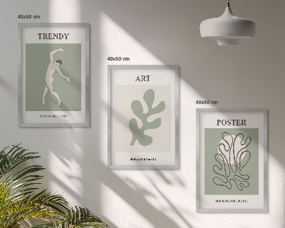 Lot de 3 tableaux pour salon Figures végétales abstraites