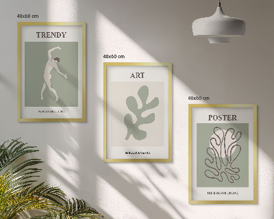 Lot de 3 tableaux pour salon Figures végétales abstraites