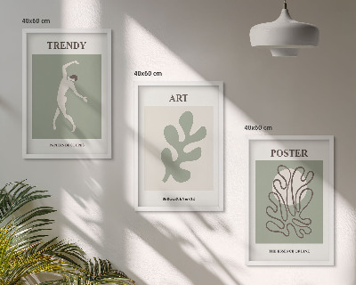 Lot de 3 tableaux pour salon Figures végétales abstraites