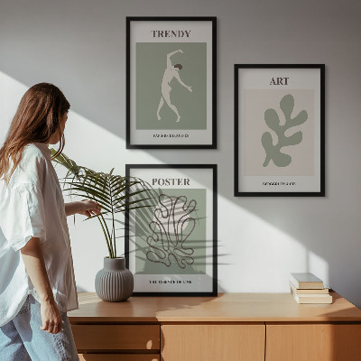 Lot de 3 tableaux pour salon Figures végétales abstraites