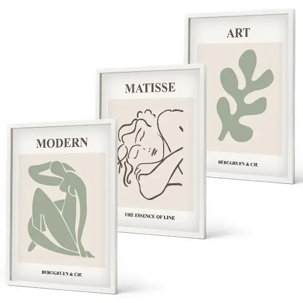 Lot de 3 tableaux pour le salon au design élégant de personnages végétaux