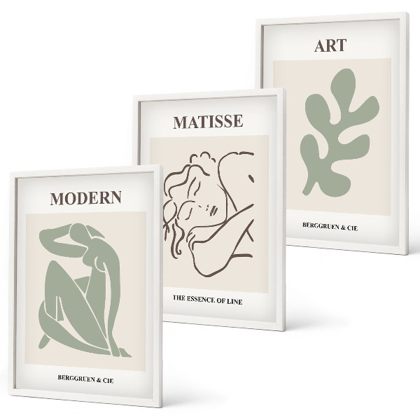 Lot de 3 tableaux pour salon Design élégant de personnages végétaux