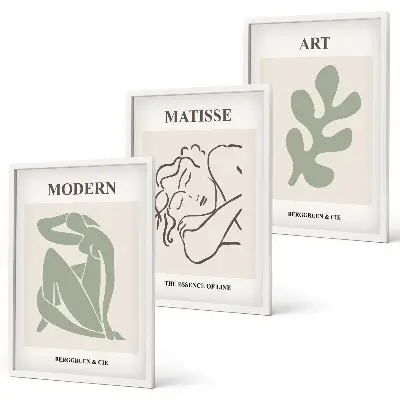 Lot de 3 tableaux pour le salon au design élégant de personnages végétaux