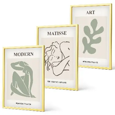 Lot de 3 tableaux pour le salon au design élégant de personnages végétaux