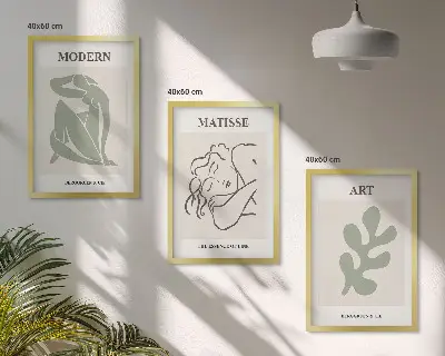 Lot de 3 tableaux pour le salon au design élégant de personnages végétaux