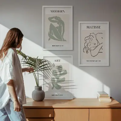 Lot de 3 tableaux pour le salon au design élégant de personnages végétaux