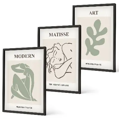 Lot de 3 tableaux pour le salon au design élégant de personnages végétaux