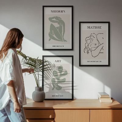 Lot de 3 tableaux pour salon Design élégant de personnages végétaux