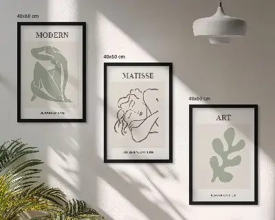 Lot de 3 tableaux pour le salon au design élégant de personnages végétaux