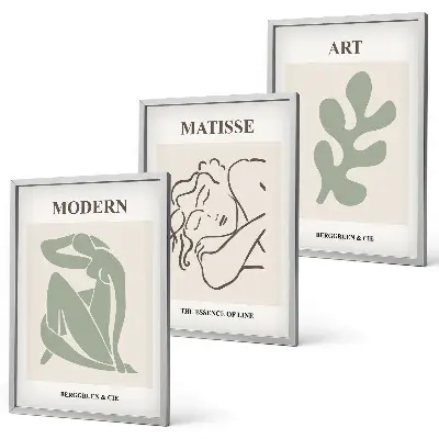 Lot de 3 tableaux pour le salon au design élégant de personnages végétaux
