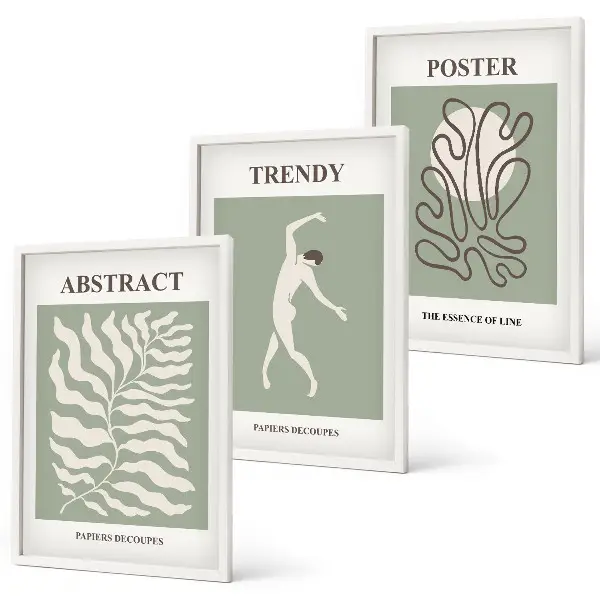 Cadre photo mural motifs végétaux verts de Matisse