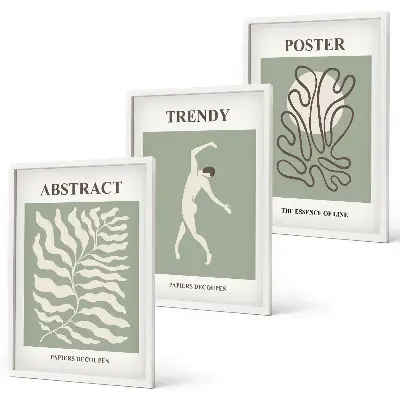 Cadre photo mural motifs végétaux verts de Matisse