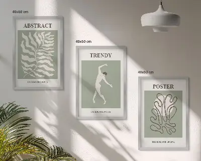 Cadre photo mural motifs végétaux verts de Matisse