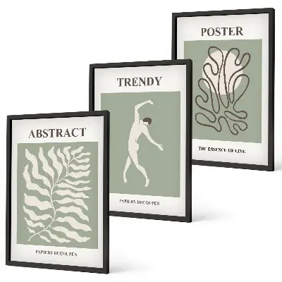 Cadre photo mural motifs végétaux verts de Matisse