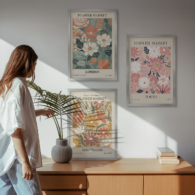 Cadre photo mural Motifs floraux Londres Tokyo Amsterdam