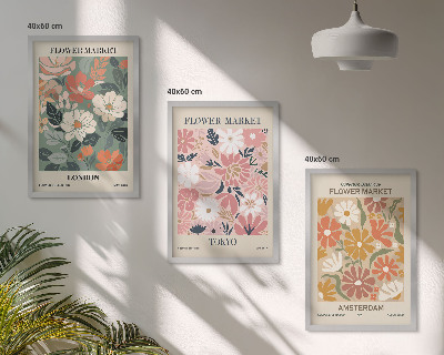 Cadre photo mural Motifs floraux Londres Tokyo Amsterdam