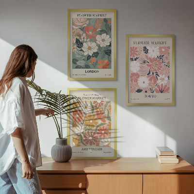 Cadre photo mural Motifs floraux Londres Tokyo Amsterdam