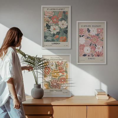 Cadre photo mural Motifs floraux Londres Tokyo Amsterdam