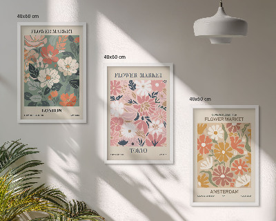 Cadre photo mural Motifs floraux Londres Tokyo Amsterdam