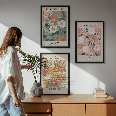 Cadre photo mural Motifs floraux Londres Tokyo Amsterdam