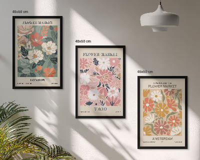 Cadre photo mural Motifs floraux Londres Tokyo Amsterdam