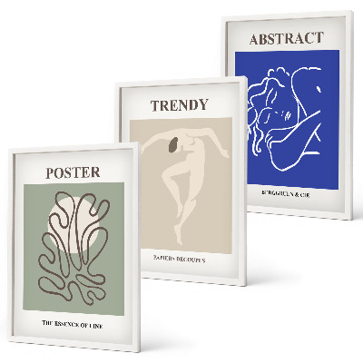 Lot de 3 tableaux pour salon Graphismes pastel d'Henri Matisse