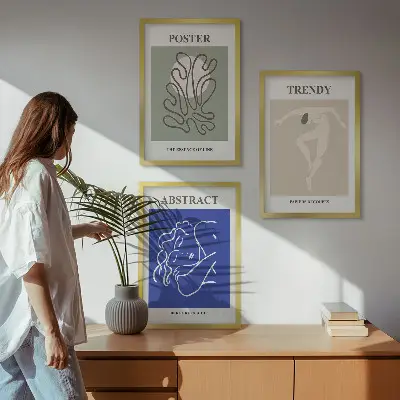 Lot de 3 tableaux pour salon graphismes pastel inspirés d'Henri Matisse