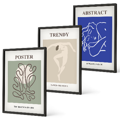 Lot de 3 tableaux pour salon Graphismes pastel d'Henri Matisse